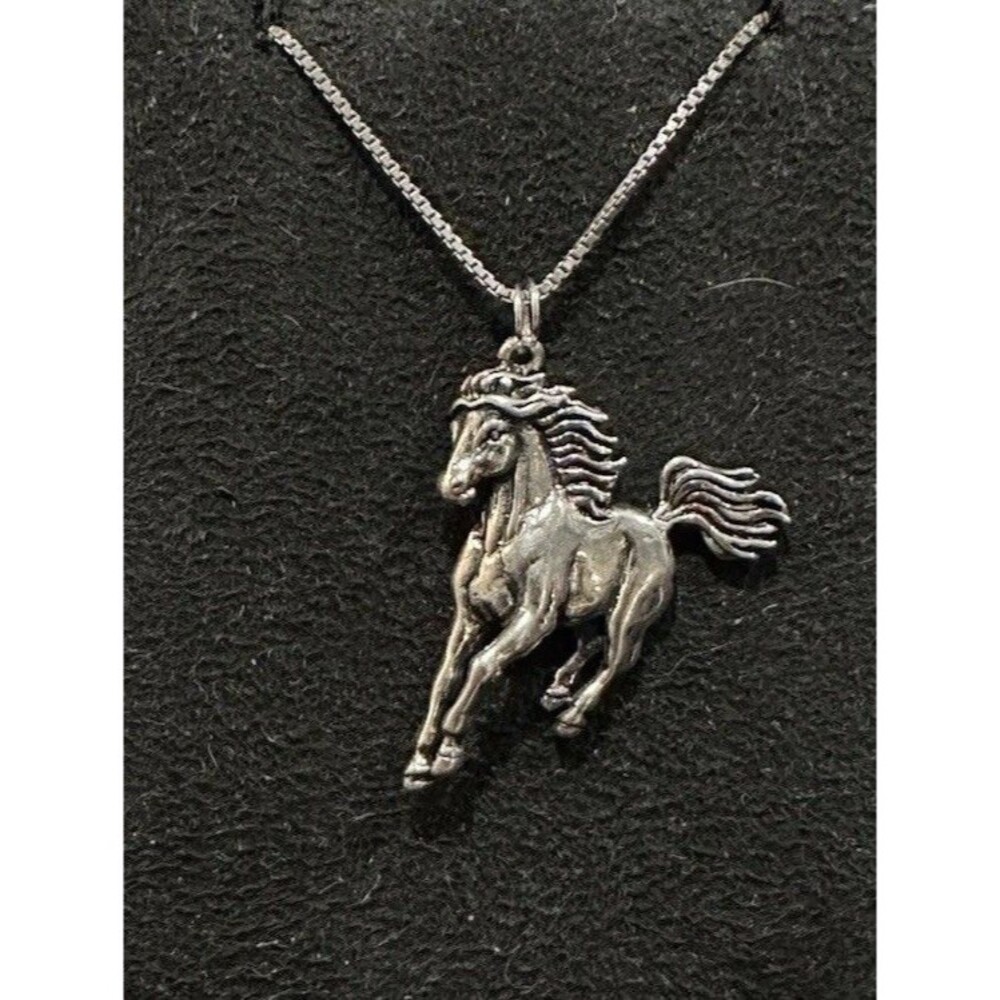Tommy Moore Navajo RUNNING HORSE Sterling Silver Pendant 18" Necklace